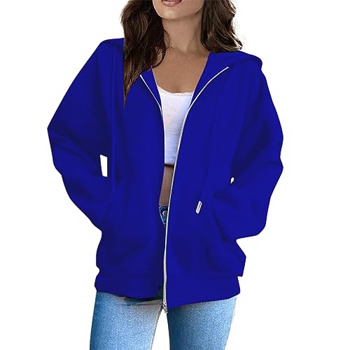 Damen Oberteile,Jacke Damen Sweatjacke Hoodie Sweatshirtjacke Pullover Oberteile Kapuzenpullover,Klamotten Mädchen,Königsblau,S von Generic