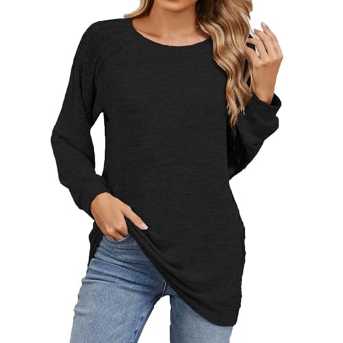 Damen Oberteile Lang Long Shirt Damen Langärmlig Tunika Lang Damen Große Größen T-Shirts Damen Lang Langarmshirt Damen Wardrobe Damen Oberteil Langarm Tshirt Damen von Generic