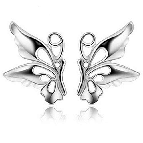 Damen-Ohrringe, versilbert, hohl, Schmetterling, hohl, Schmuck, hochwertiges Geschenk von Generic
