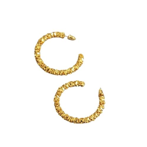 Damen Ohrringe Zirkonia Baumeln Creolen Ohrnägel Modische Goldene Cluster-Knospen-C-Förmige, Strukturierte, Vergoldete Nadelohrringe Aus 925Er Silber von Generic