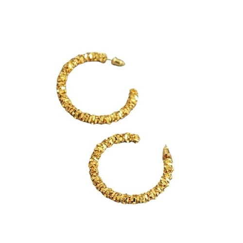 Damen Ohrringe Zirkonia Baumeln Creolen Ohrnägel Modische Goldene Cluster-Knospen-C-Förmige, Strukturierte, Vergoldete Nadelohrringe Aus 925Er Silber von Generic