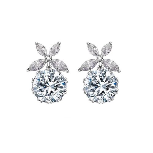 Damen Ohrringe Zirkonia Baumeln Creolen Ohrnägel Nadelblumenohrringe Aus 925Er Sterlingsilber, Elegante Und Vielseitige Ohrringe Für Frauen Mit Runden Gesichtern von Generic