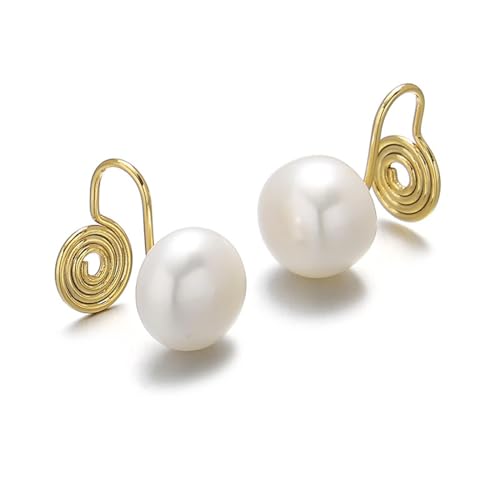 Damen Ohrringe Zirkonia Baumeln Creolen Ohrnägel Natürliche Barocke Echte Perlenohrringe, Modische Und Vielseitige Nadelohrringe Aus Weißem Silber von Generic