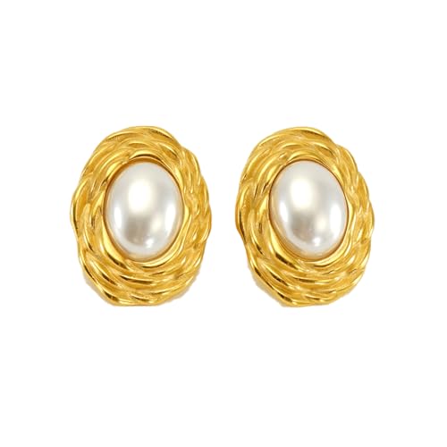 Damen Ohrringe Zirkonia Baumeln Creolen Ohrnägel Perlenohrringe Für Damen, 18 Karat, Unregelmäßige Ohrringe von Generic