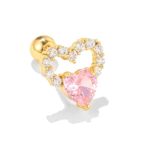 Damen Ohrringe Zirkonia Baumeln Creolen Ohrnägel Personalisierte Süße Und Coole Herzohrringe, Rosa Pfirsichherz, Stern, Mond, Kleine Ohrringe von Generic