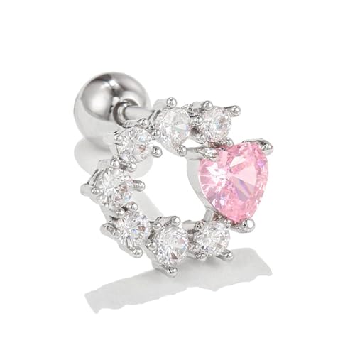 Damen Ohrringe Zirkonia Baumeln Creolen Ohrnägel Personalisierte Süße Und Coole Herzohrringe, Rosa Pfirsichherz, Stern, Mond, Kleine Ohrringe von Generic