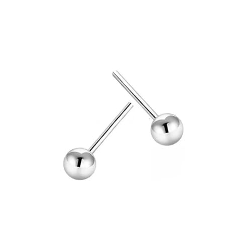 Damen Ohrringe Zirkonia Baumeln Creolen Ohrnägel S999 Reines Silber Glänzende Runde Perlen-Bohnen-Ohrstecker Für Damen, Sterling-Silber-Ohrknochen-Ohrstecker, Mini-Ohrringe von Generic