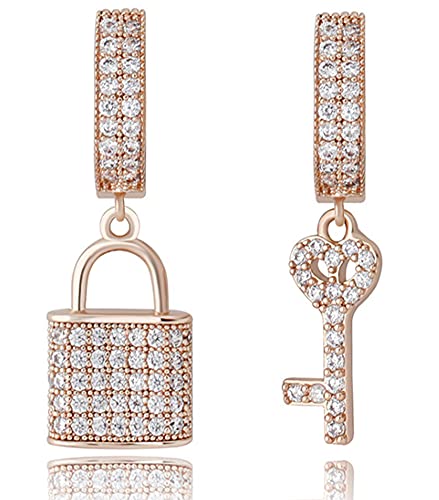 Damen-Ohrringe in Schlüsselschlossform voller Zirkonia, vergoldet mit echtem Gold, Hip-Hop-Ohrringe, Modeschmuck von Generic