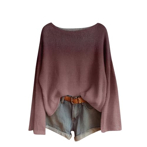Damen Oversize Strickpullover - Off-Shoulder Style, Weich & Bequem In Mehrfarben L C Light Brown von Generic