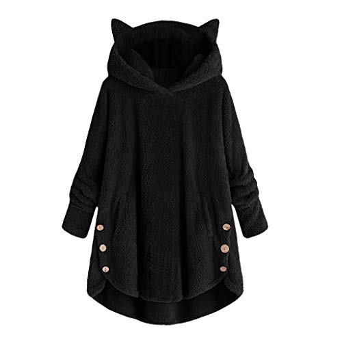 Damen Oversized Fleece Hoodies Katzenohren Langarm Kapuze Sherpa Sweatshirts Casual Plus Size Bequem Niedlich Pullover Tops, A# Schwarz, 4XL Damen Oversized Fleece Hoodies Katzenohren Langarm Kapuze Sherpa Sweatshirts Casual Plus Size Bequem Niedlich Pullover Tops, A# Schwarz, 4XL von Generic