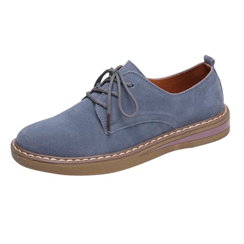 Damen 𝐎xford Loafer Bequeme Mokassins Slippers Niedrige Schuhe Faltbare Klassische Casual Flat Mocassin Schuhe zum Wandern Fahren, Dress (Grey, 37) von Generic