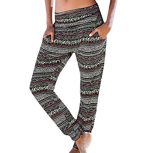 Damen Pant Lange Haremshose Schlupfhose Boho Strandhose Leicht Freizeithose Loose Sommerhose Frauen Hose mit Taschen Straight Bein Hose Sommerhose Stoffhose Jogginghose Yogahose von Generic