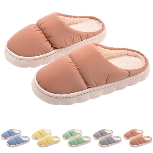 Damen Pantoffeln Winter 42 Fleece Gefüttert Baumwollschuhe Fuzzy Bequem Slippers Große Größe Schlupfschuhe Casual Hausschlappen Flauschiges Outdoorschuhe Pantoletten Filz Hausschuhe von Generic