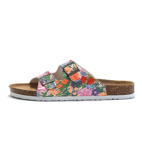 Damen Pantolette Bequeme weich Hausschuhe mit Kork-Fußbett Mode Rutschfest Suede Sandalen In-Outdoor Leder Slipper (Rot, eu_footwear_size_system, adult, numeric, medium, numeric_40) von Generic