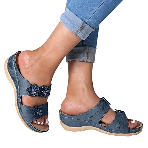 Damen Pantoletten Modische Sandalen mit 2 verstellbaren Riemen - Herren Hausschuhe mit Sohle aus feinstem Veloursleder und Natur Kork-Fussbett 37-42 von Generic