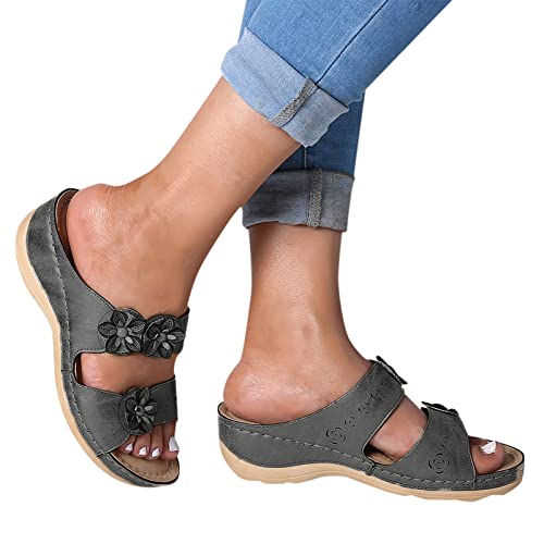 Damen Pantoletten Modische Sandalen mit 2 verstellbaren Riemen - Herren Hausschuhe mit Sohle aus feinstem Veloursleder und Natur Kork-Fussbett 37-42 von Generic