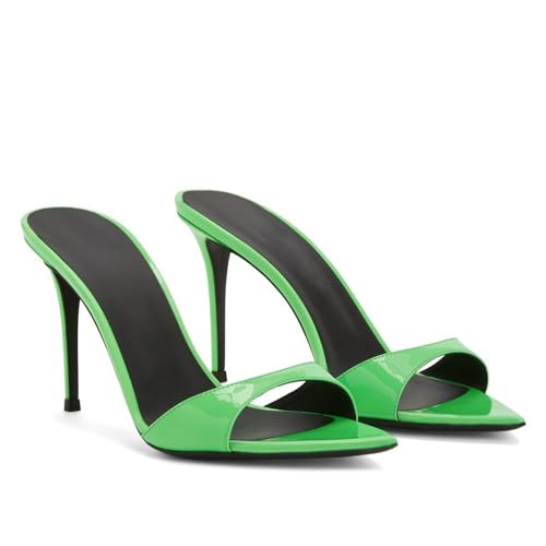 Damen-Pantoletten mit spitzer Spitze und Peep-Toe, Slingback-Sandalen mit EIN-Wort-Gürtel und Stiletto-Absatz, modische Lackleder-Sandalen für Sommerpartys,Grün,45 EU Damen-Pantoletten mit spitzer Spitze und Peep-Toe, Slingback-Sandalen mit EIN-Wort-Gürtel und Stiletto-Absatz, modische Lackleder-Sandalen für Sommerpartys,Grün,45 EU von Generic