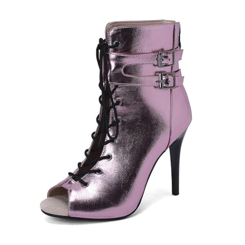Damen Peep Toe PU Leder Stiefeletten Schnüren Kleid Sandalen Mit Schnalle Hoher Pfennigabsatz Sommer Stiefeletten,Rosa,41.5 EU Damen Peep Toe PU Leder Stiefeletten Schnüren Kleid Sandalen Mit Schnalle Hoher Pfennigabsatz Sommer Stiefeletten,Rosa,41.5 EU von Generic
