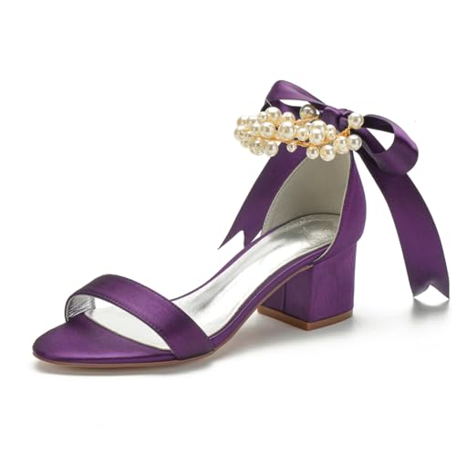 Damen Perlen Knöchelriemen Brautschuhe Offene Spitze Brautschuhe Stämmiger Hoher Absatz Abend Party Kleid Sandalen Satin Schnürung Brautjungfer Pumps,Dark Purple,38 EU Damen Perlen Knöchelriemen Brautschuhe Offene Spitze Brautschuhe Stämmiger Hoher Absatz Abend Party Kleid Sandalen Satin Schnürung Brautjungfer Pumps,Dark Purple,38 EU von FQMAYPO
