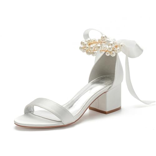 Damen Perlen Knöchelriemen Brautschuhe Offene Spitze Brautschuhe Stämmiger Hoher Absatz Abend Party Kleid Sandalen Satin Schnürung Brautjungfer Pumps,Elfenbein,43 EU Damen Perlen Knöchelriemen Brautschuhe Offene Spitze Brautschuhe Stämmiger Hoher Absatz Abend Party Kleid Sandalen Satin Schnürung Brautjungfer Pumps,Elfenbein,43 EU von Generic