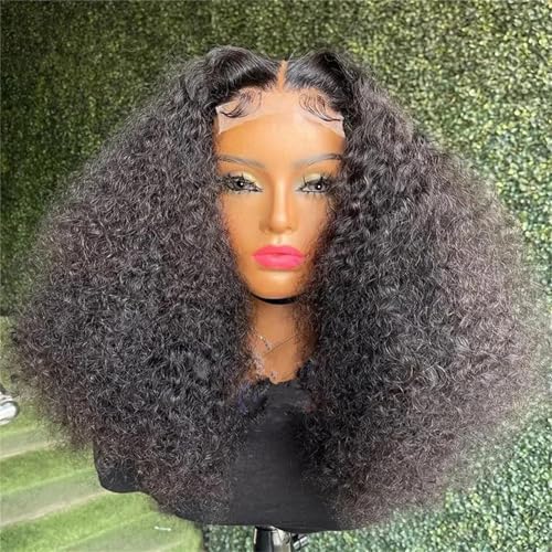 Damen Perücke 180 Dichte Mittelteil 66 Cm Weiche Leimfreie Schwarze Verworrene Lockige Lange Tiefe Lace Front Perücken black 20inches von Generic