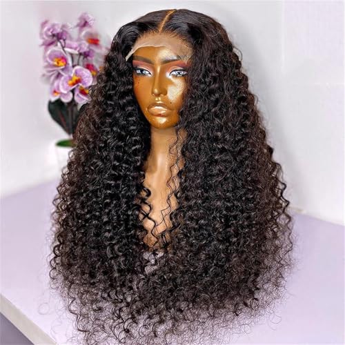 Damen Perücke Tief Klebstofffrei Weich Lang 26 Zoll 180 Dichte Verworrene Lockige Synthetische Lace Front Perücken black 26inches von Generic