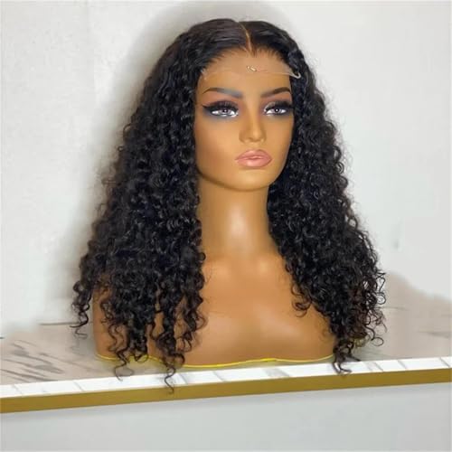 Damen Perücken Mit Tiefem Teil Leimlos Weich 26 Zoll 180 Dichte Verworrene Lockige Schwarze Spitzenfront Perücken black 26inches von Generic