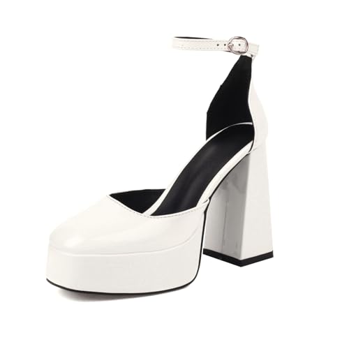 Damen Plateau Pumps Krokodilprägung Knöchelriemen Stiletto Absatz Mit Schnalle Spitze Geschlossene Zehen Bequem Abend Kleid Party Prom Schuhe,Weiß,42.5 EU Damen Plateau Pumps Krokodilprägung Knöchelriemen Stiletto Absatz Mit Schnalle Spitze Geschlossene Zehen Bequem Abend Kleid Party Prom Schuhe,Weiß,42.5 EU von Generic