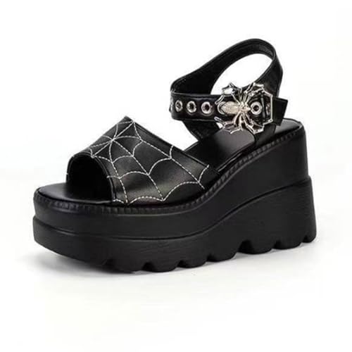 Damen Plateau Sandalen Gothic Pumps Spider Style Keilabsatz Offene Zehenpartie Verstellbare Metallschnalle Klobig Punk Sommer high Heel Für Schule Party Business Arbeit Strand Date(Black Matte,36 EU) Damen Plateau Sandalen Gothic Pumps Spider Style Keilabsatz Offene Zehenpartie Verstellbare Metallschnalle Klobig Punk Sommer high Heel Für Schule Party Business Arbeit Strand Date(Black Matte,36 EU) von Generic