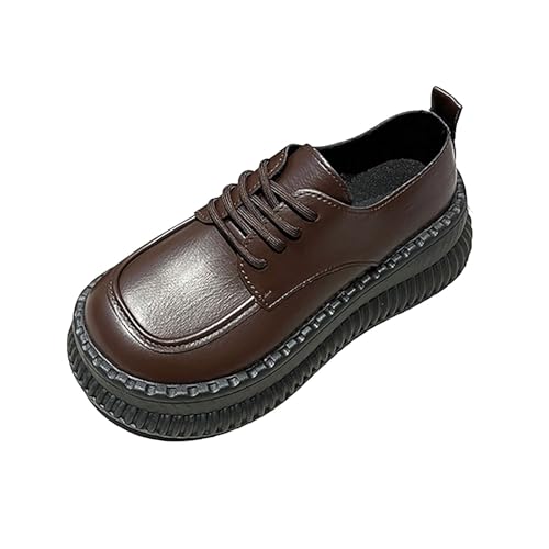 Damen Plattform Loafer Outdoor Mokassins Vielseitig Flexibel Verstellbarer Lederschuhe Riemen Weichbettung Gepolsterte Memory 𝗙oam 𝐊nöchel Klassische Walkingschuhe (Brown, 39) von Generic