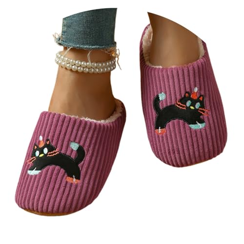 Damen Plüsch Pantoffeln Gästehausschuhe Für Haushaltsgäste Mit Polar Fleece-Futter Mann Und Frau Warme Unisex Gästepantoffeln Rutschfeste Flache Slippers Frottierslipper Hausschuhe von Generic