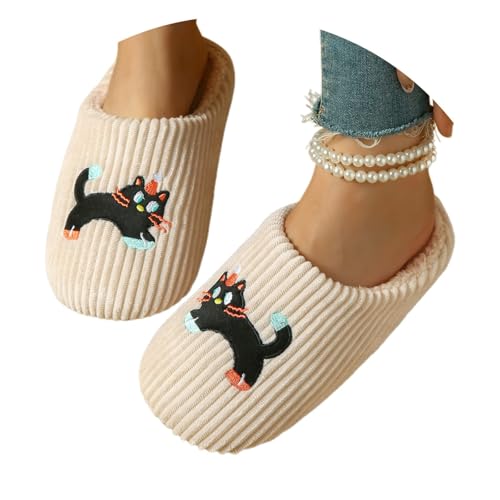 Damen Plüsch Pantoffeln Gästehausschuhe Für Haushaltsgäste Mit Polar Fleece-Futter Mann Und Frau Warme Unisex Gästepantoffeln Rutschfeste Flache Slippers Frottierslipper Hausschuhe von Generic