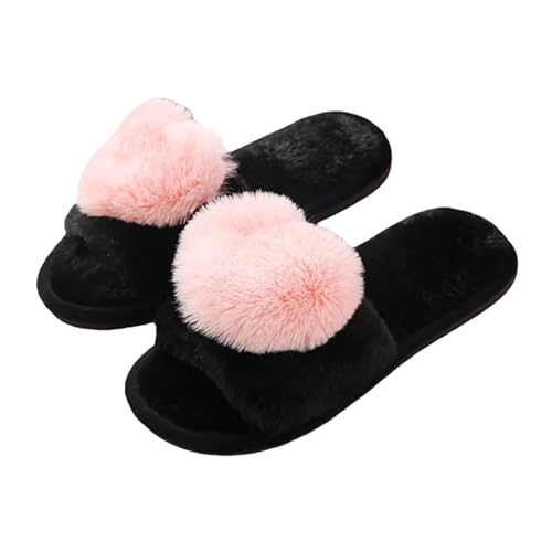 Damen Plüsch Pantoffeln Gästehausschuhe Für Haushaltsgäste Niedliche Hausschuhe Mit Tier-/Printmuster Bequeme Hüttenschuhe Winter Flache Rutschfeste Slippers Flauschig Filzpantoffeln von Generic