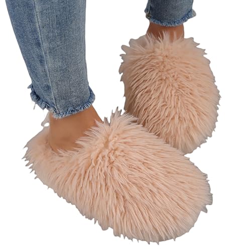 Damen Plüsch Pantoffeln Und Herren Mit Polar Fleece-Futter Retro-Mode Filz Hausschlappen Geschlossen Slippers Filzpantoffeln Hausschuhe Flauschig von Generic