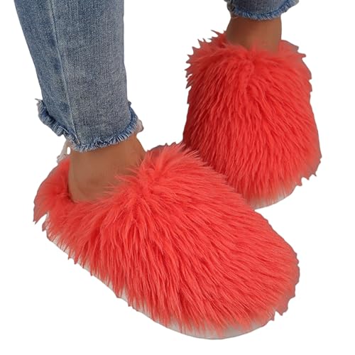 Damen Plüsch Pantoffeln Und Herren Mit Polar Fleece-Futter Retro-Mode Filz Hausschlappen Geschlossen Slippers Filzpantoffeln Hausschuhe Flauschig von Generic