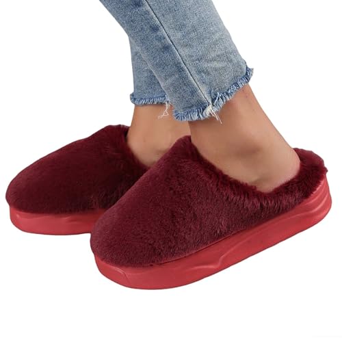 Damen Plüsch Pantoffeln Winter Warm Antirutsch Hausschuhe Mit Polar Fleece-Futter Memory Foam Funny Print Baumwolle Weich Indoor Outdoor von Generic