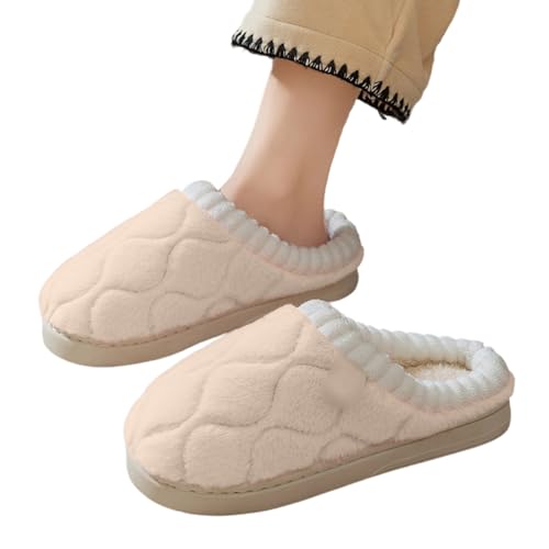 Damen Plüsch Pantoffeln Winter Warm Antirutsch Hausschuhe Mit Polar Fleece-Futter Rückstellschaum Unisex Gästepantoffeln Cartoon Einfarbig Women von Generic