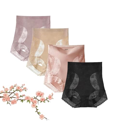 Damen-Po-Lifting-Höschen aus Spitze mit hohem Bund, 4er-Pack seidig weiche Stretch-Slips mit voller Abdeckung(XXL) von Generic