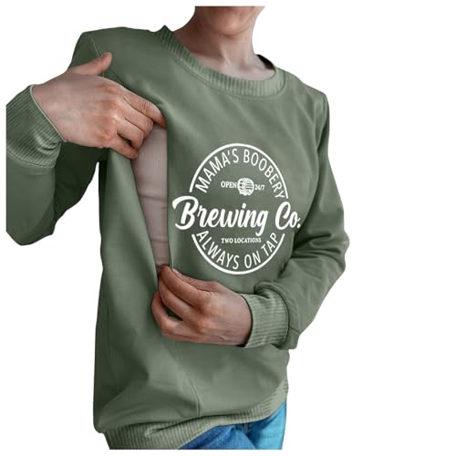 Damen-Pullover, lässig, Still-Sweatshirt, bequem, Reißverschluss, Stillpullover Umstandsmode Stillpullover Damen Pullover Rundhals Stillshirt Stillpullover Langarm Stillzeit Bequem Nursing Top von Generic