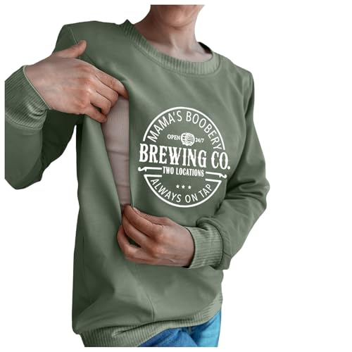 Damen-Pullover, lässig, Still-Sweatshirt, bequem, Reißverschluss, Stillpullover Umstandsmode Stillpullover Damen Pullover Rundhals Stillshirt Stillpullover Langarm Stillzeit Bequem Nursing Top von Generic