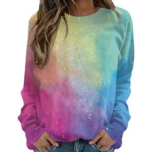 Damen Pullover,Poloshirt Oberteile Damen Herbst Crewneck Sweatshirt Langarmshirt Korsett Oberteil Herbstmode 2023 Beste Freundin Pullover Für Zwei Kuschelpullover Flauschig (3-Mehrfarbig,S) von Generic