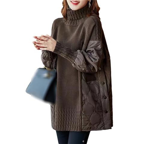 Damen Pullover Herbst Winter Casual Langarm Rollkragen Strickpullover Tops Mode Lose Damen Pullover Pullover, Curry, L von Generic