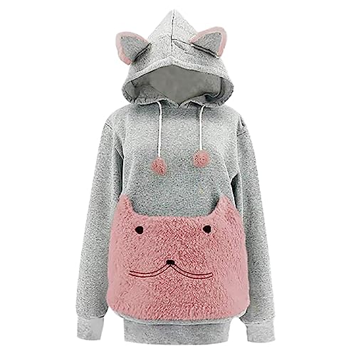 Damen Pullover Kapuzenpullover mit Katzen Hund Tasche Hundetasche Katze Sweatshirt Pulli Hoodie Kapuze Katzenpulli Beutel Langarm Herbst Winter Sweatshirt Damen Pullover Kapuzenpullover mit Katzen Hund Tasche Hundetasche Katze Sweatshirt Pulli Hoodie Kapuze Katzenpulli Beutel Langarm Herbst Winter Sweatshirt von Generic