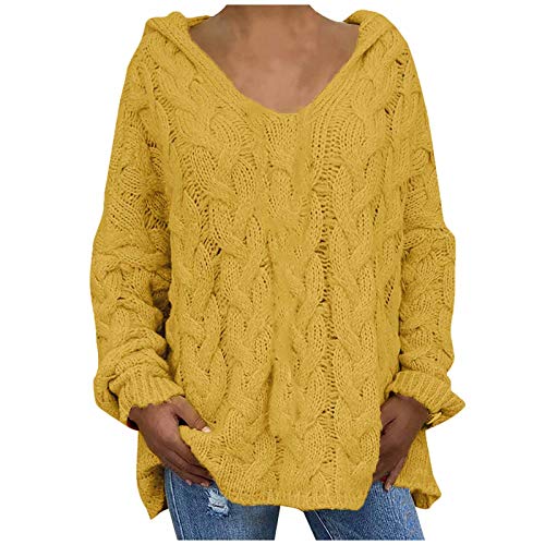Damen Pullover Winddicht Wasserdicht Oversize Pullover Damen Leichter Flauschig Vintage Motorradjacke Teddyfleece Jacke Lang Kawaii Winterjacke Damen mit Fell Gelb XXL von Generic
