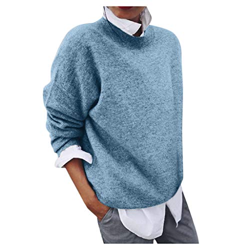Damen Pullover mit Bluseneinsatz Strickpullover Stehkragen Große Größen Pulli Elegant Langarm Sweater Business Winterpullover Warm Gestrickte Oberteile Tops Strickpulli Jumpers Winter Outfit Frauen von Generic