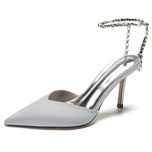 Damen Pumps High Heel Sexy Pointed Toe Stiletto Sandalen Sommer Party Abendschuhe Hochzeitsschuhe Brautschuhe 8.5Cm,Silber,41 EU Damen Pumps High Heel Sexy Pointed Toe Stiletto Sandalen Sommer Party Abendschuhe Hochzeitsschuhe Brautschuhe 8.5Cm,Silber,41 EU von Generic