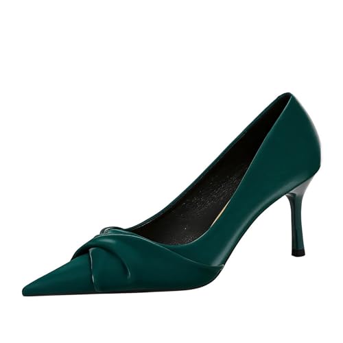 Damen Pumps Spitz 7cm/10cm Stiletto Absatz mit Twist Detail Elegante Schuhe für Hochzeit & Formelle Anlässe,Green 10cm,38 EU von Generic