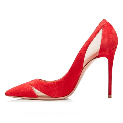 Damen-Pumps aus Wildleder mit Netznähten, geschlossene Spitze Zehenpartie, Stiletto-Absatz, 11,9 cm, Slip-on, klassisch, fürs Büro, speziell, elegant, Hochzeitsschuhe,Rot,35 EU Damen-Pumps aus Wildleder mit Netznähten, geschlossene Spitze Zehenpartie, Stiletto-Absatz, 11,9 cm, Slip-on, klassisch, fürs Büro, speziell, elegant, Hochzeitsschuhe,Rot,35 EU von Generic