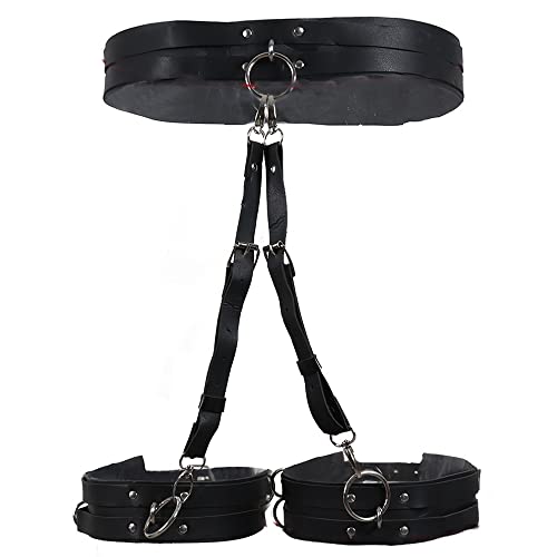 Damen Punk Leder Körperkette Sexy Einstellbare Taillenkette Schwarz Bein Strumpfband Gürtel Gothic Schelling Kette Körperzubehör für Frauen von Generic