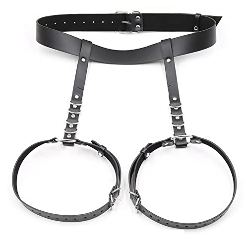 Damen Punk Leder Körperkette Sexy Einstellbare Taillenkette Schwarz Bein Strumpfband Gürtel Gothic Schelling Kette Körperzubehör für Frauen von Generic